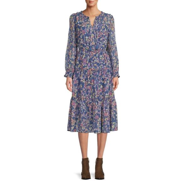 BeachLunchLounge Floral Cottagecore Midi Tiered Floral Print Dress 2XL (L387) - Picture 3 of 12